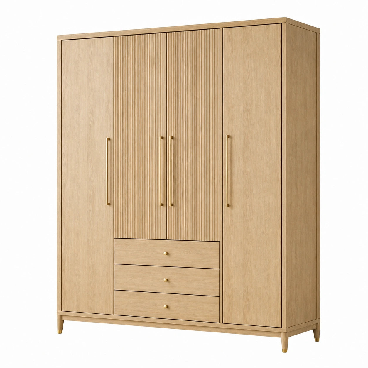 Armario de madera con puertas y cajones 200x60x220 cm roble