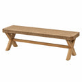 Banco de madera de teca y cuerda 180x35 cm natural