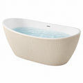 Bañera independiente ovalada de resina blanca y beige 170x75x58 cm