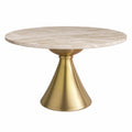 Mesa redonda de mármol con base de metal dorado 120 cm
