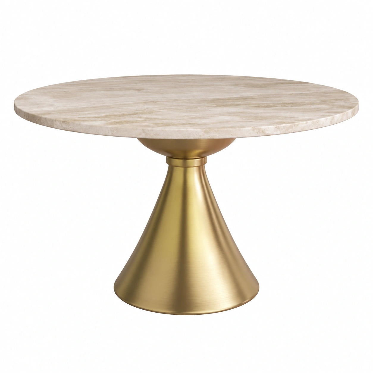 Mesa redonda de mármol con base de metal dorado 120 cm