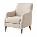 Sillón de Tela Bouclé Beige con Patas de Madera