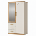Armario de MDF y Vidrio Templado con Puertas y Cajones Blanco/Roble