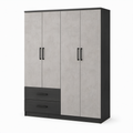 Armario de MDF con 3 puertas y 2 cajones en gris y negro