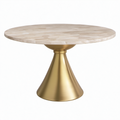 Mesa redonda de mármol con base de metal dorado 120 cm