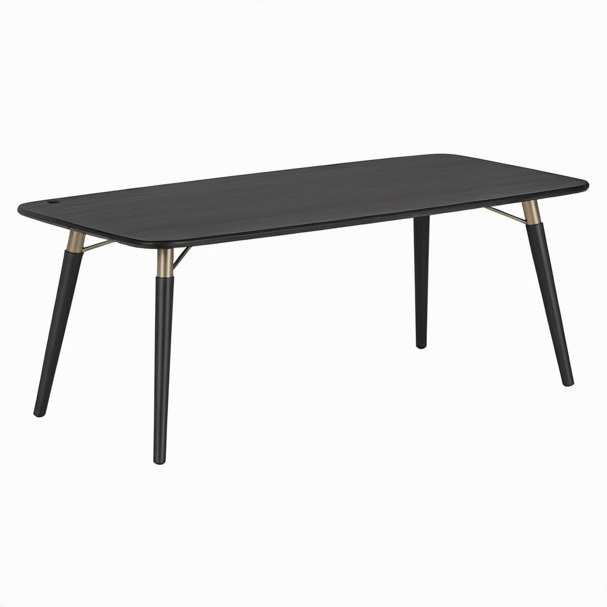 Mesa de comedor rectangular de madera con patas de acero negra 180x90x75 cm