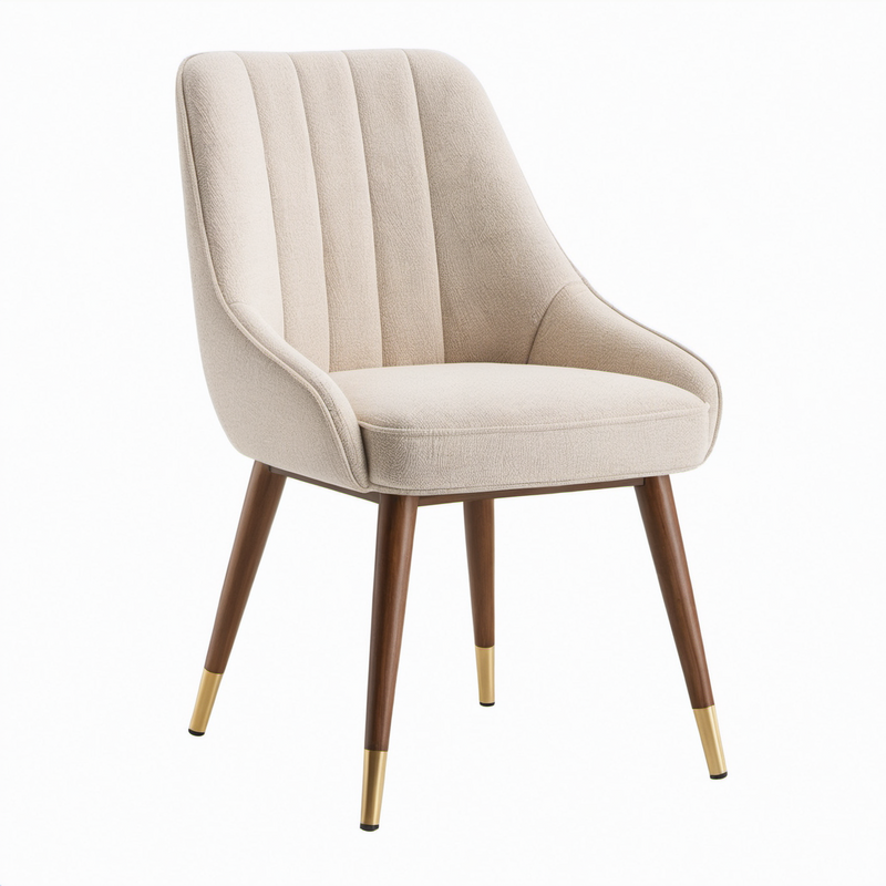 Silla de madera y tela beige 85 cm