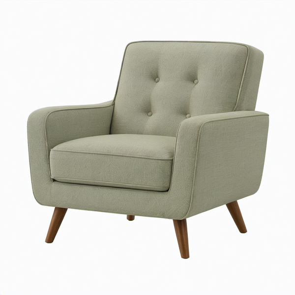 Sillón de madera y poliéster verde