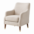 Sillón de Tela Bouclé Beige con Patas de Madera