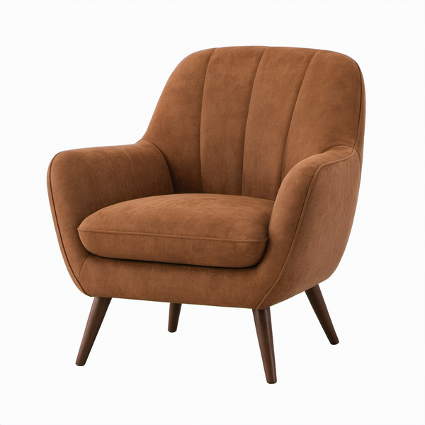 Sillón de Tela con Patas de Madera Marrón